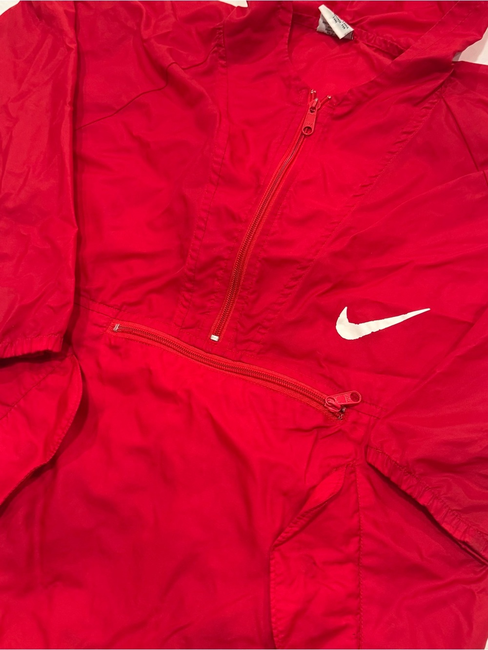 Vintage 90’s Nike Anorak Jacket L Pullover Hooded Cropped Windbreaker Red